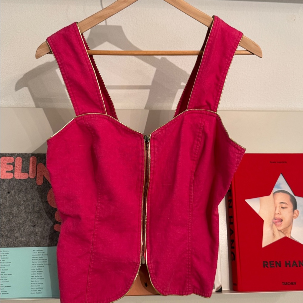 Vintage Italian Shell Corset Style Top, Size 42